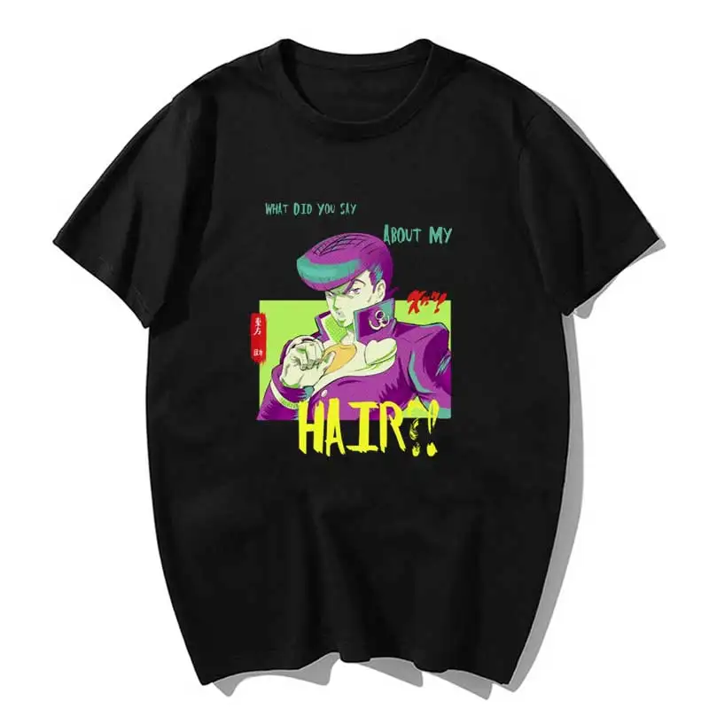 

Jojo Bizarre Adventure What Did You Say about My Hair T Shirt Men Kawaii Tops Cartoon Karate Graphic Tees Shirt Unisex Harajuku