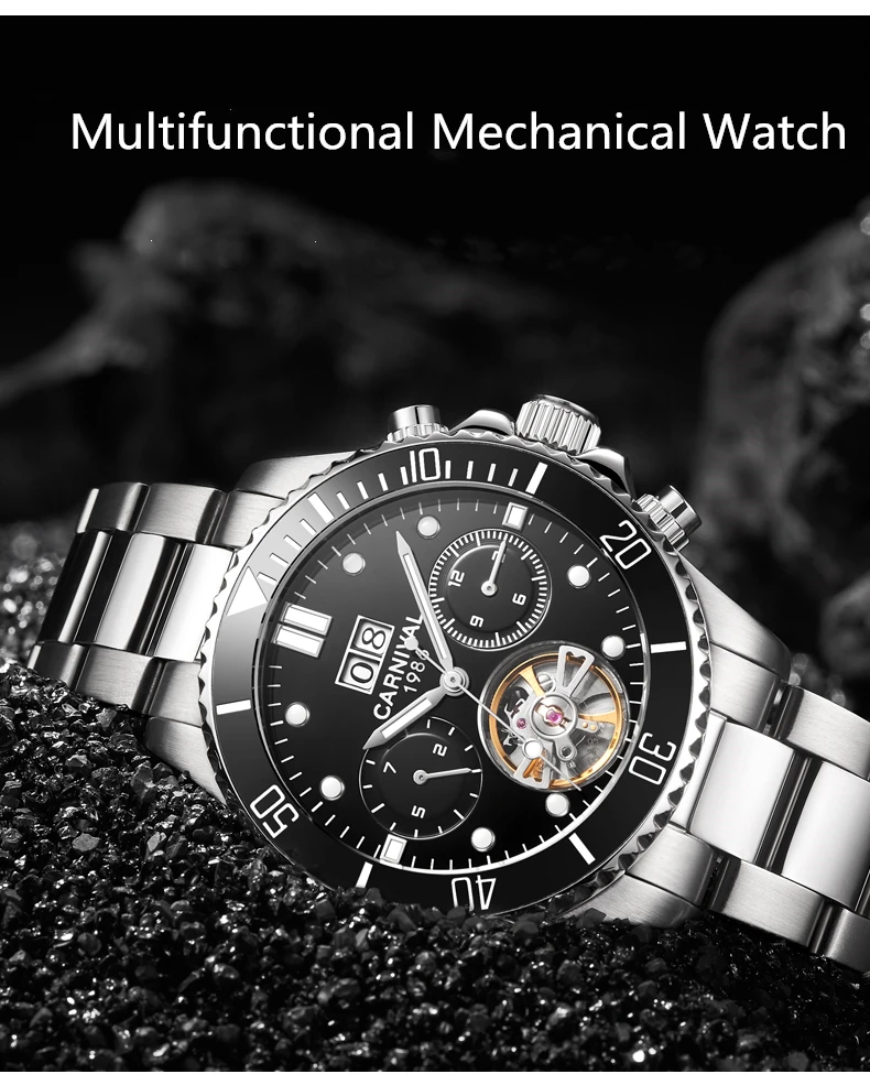 Tourbillon механические часы для мужчин Топ люксовый бренд карнавальные часы спортивные автоматические часы водонепроницаемые мужские часы Relogio светящиеся