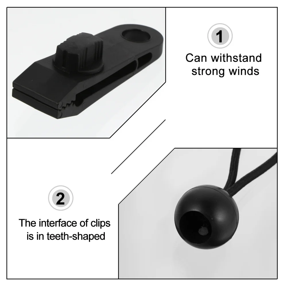 

1 Set Tarp Clips Heavy Duty Lock Grip Thumb Screw Tent Clamp with Bungee Cords 15 Tent Clips+15 Elastic Bandages