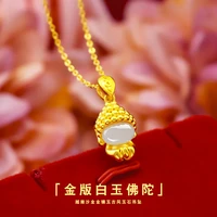 korean fashion cute 14k gold buddha pendant without necklace chain for women children hetian jade jewelry birthday gifts female