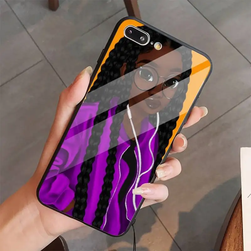 

Afro Girls Black Women Art Phone Cases Tempered glass For iphone 5C 6 6S 7 8 plus X XS XR 11 PRO MAX