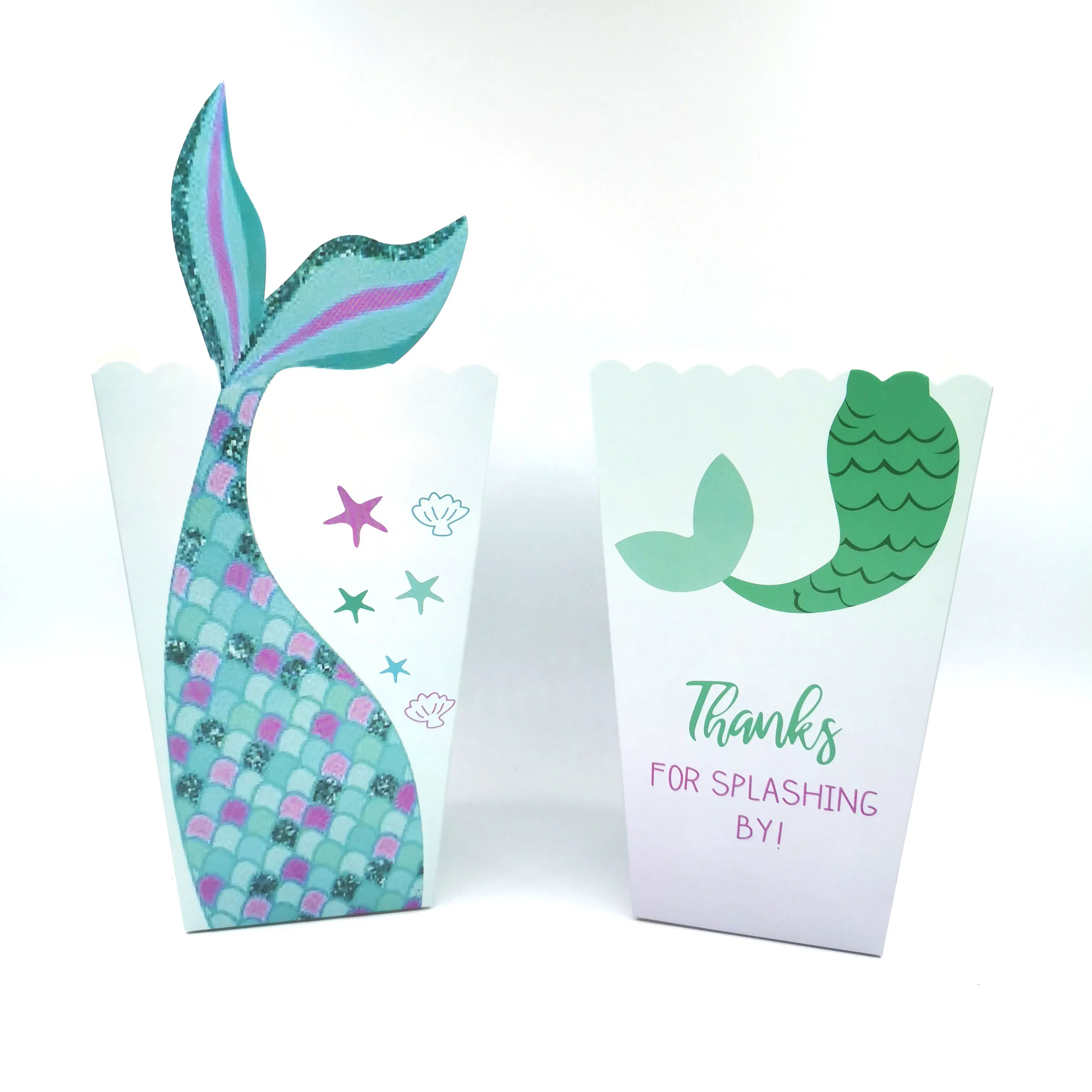 Русалочка бумажные коробки для попкорна сумки милые попкорн коробка вечерние