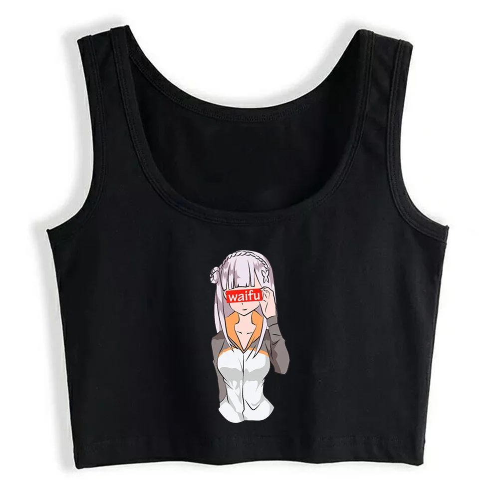 

Crop Top Women Waifu Senpai Emo Grunge Y2k Aesthetic Tank Top Female Clothes