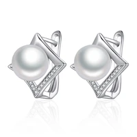 luxury 10mm natural pearl earrings for women stud earrings with pearl zirconia cz girls creative jewelry exquisite gift