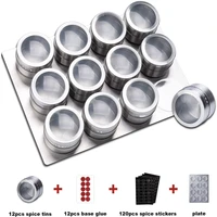 magnetic spice jars with pedestal food grade stainless steel container set with labels stickers seasoning bottle pepper storage