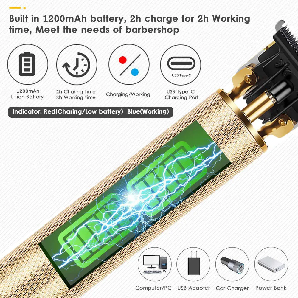 Машинка для стрижки волос Мужская электрическая водонепроницаемый беспроводной