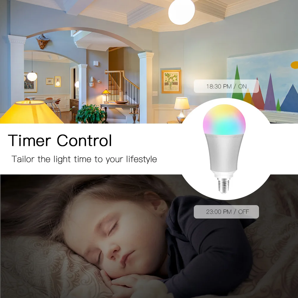 WiFi Smart Light Bulb Intelligent Colorful LED Lamp 7W RGBW APP Remote Control Works with Alexa Google for Home E14 | Обустройство