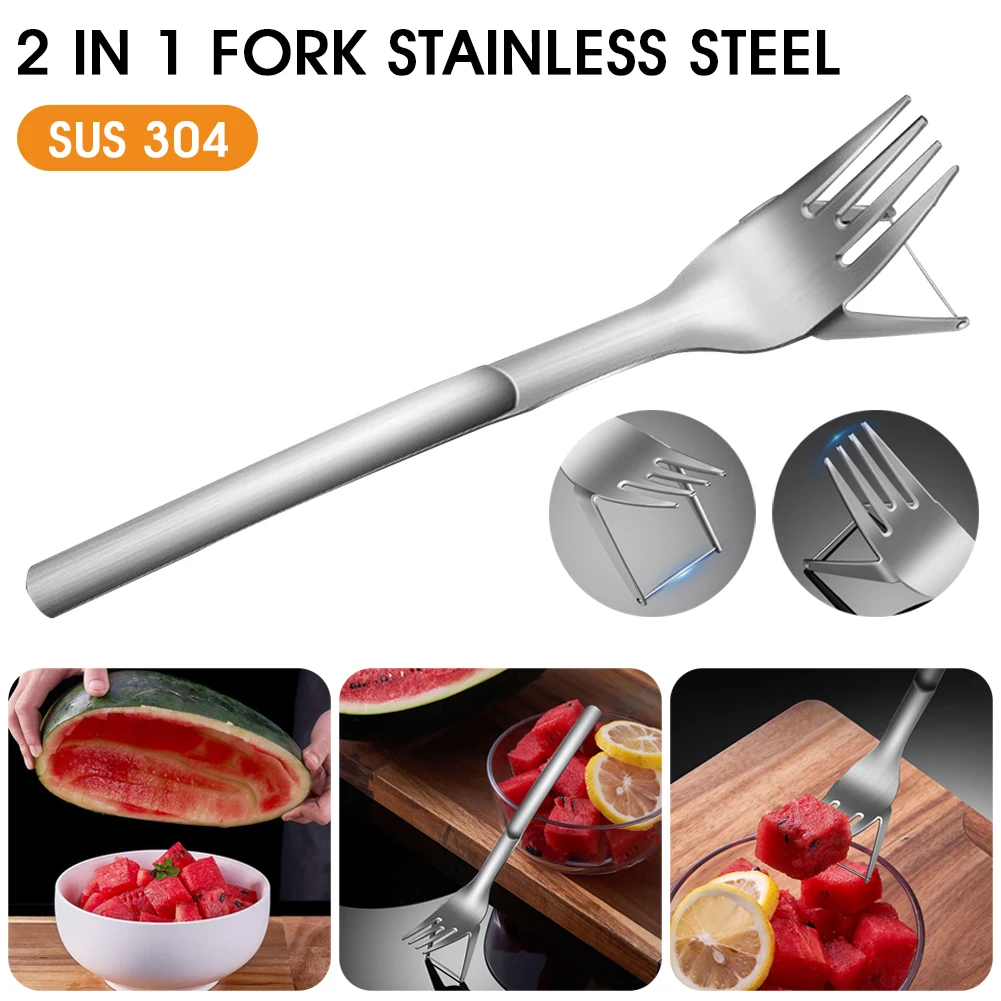 

Watermelon Slicer Cutter Fork Knife 2 in 1 Stainless Steel Watermelon Kitchen Gadget Melon Fruits Vegetable Cutting Tool