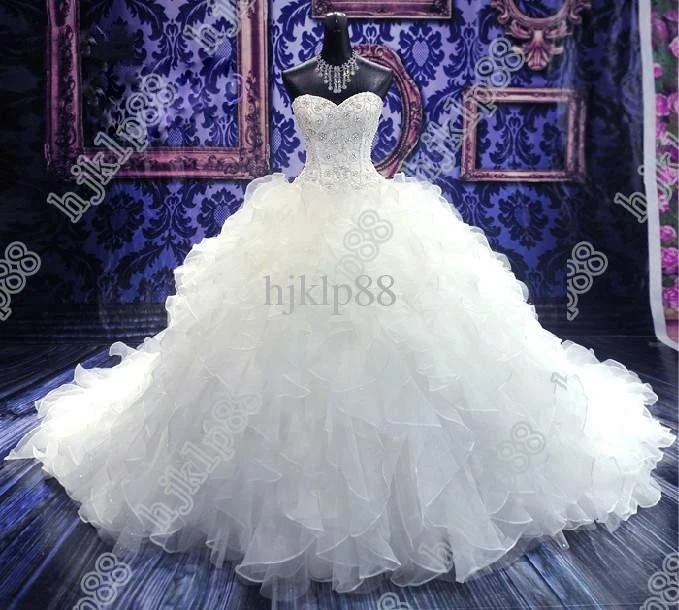 

free shipping vestido de noiva 2019 robe de mariee mariage sweetheart beading Organza ruffles Wedding Dress Bridal ball Gown