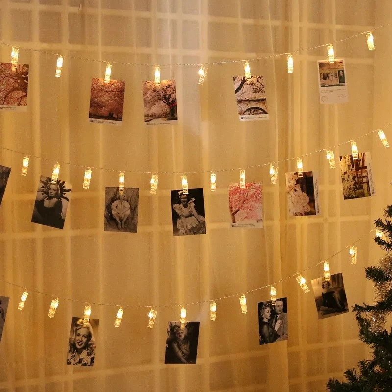 

Photo Clip String Lights LED With 50 Clear Clamps For Hanging Pictures, Bedroom Wall Decor Wedding Decorations