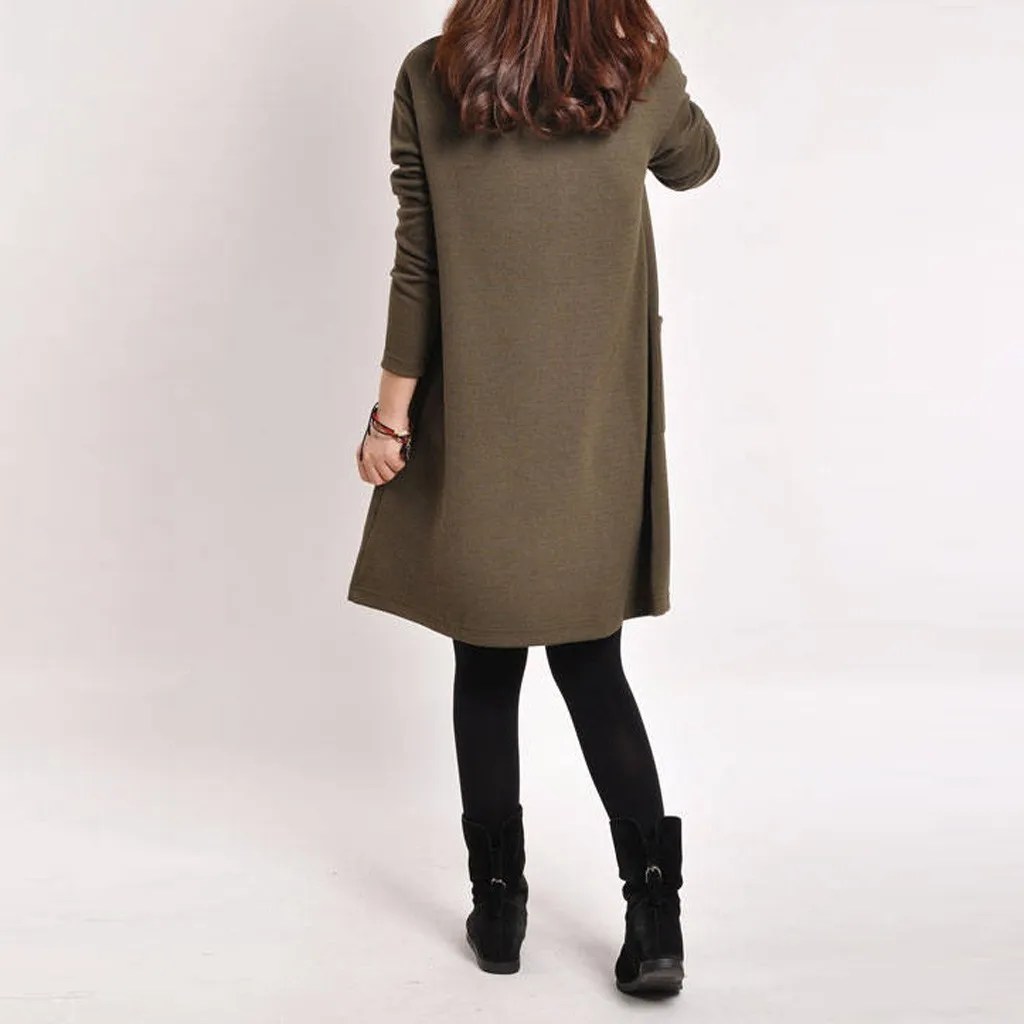 Новое модное женское платье с карманом 3 однотонных Цвета v-образной горловиной и