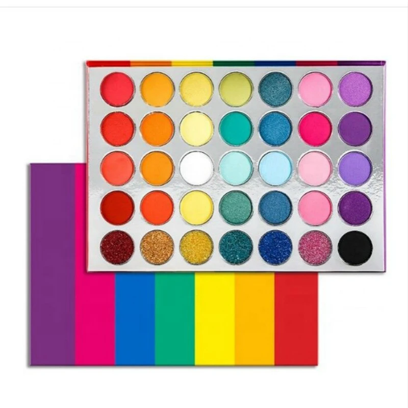 Оптовая продажа на заказ без логотипа тени для век макияж 35 Цвет блестящие