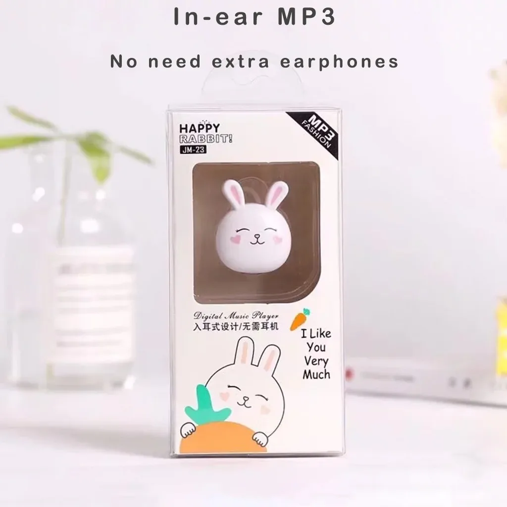 Музыкальный дисплей JM23 мультяшный милый кролик мини наушники MP3-плеер поддержка