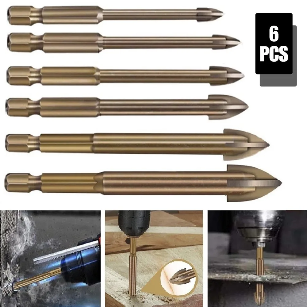 

6 Pcs/set Efficient Universal Drilling Tool Cemented Carbide Drill Bit Ceramic Brick Wall Hole Opening Power Tools Accessorie