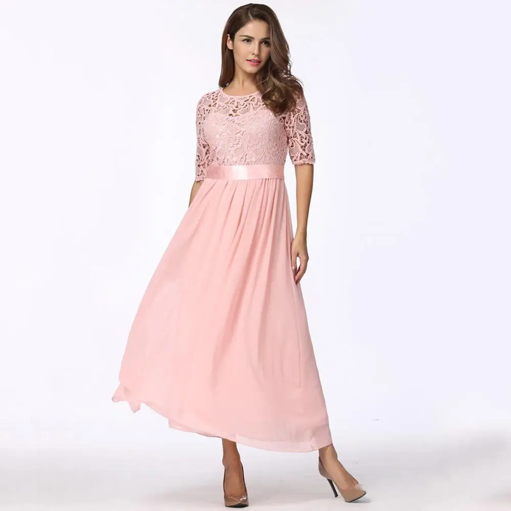 Женское кружевное шифоновое платье макси длинное в пол элегантное Вечернее