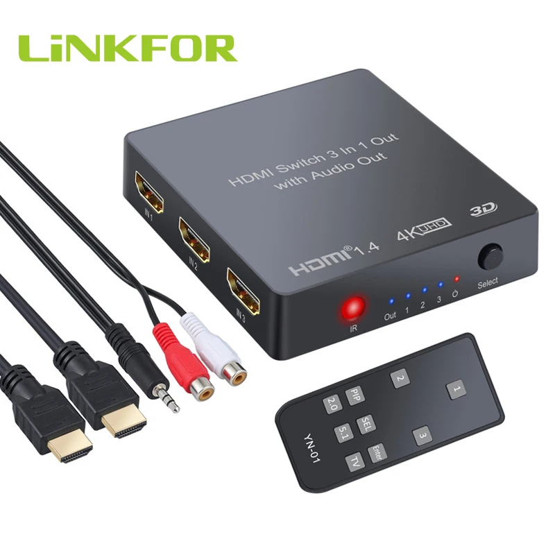LiNKFOR 4K 3D 1080P PIP HDMI совместимый переключатель с преобразователем аудио аналоговый
