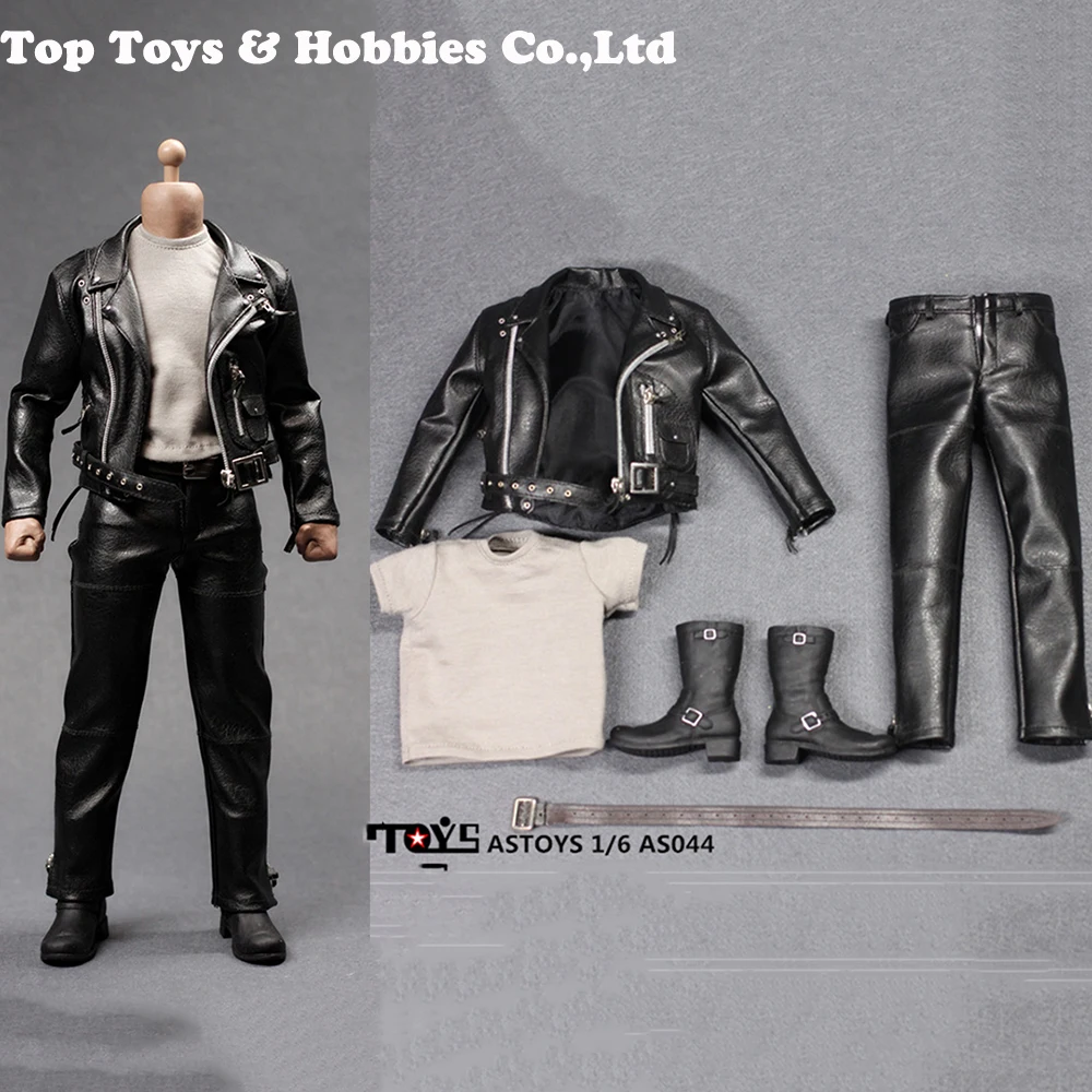 В наличии 1/6 AS044 Арнольд панк кожаная черная куртка Костюмы комплект модель