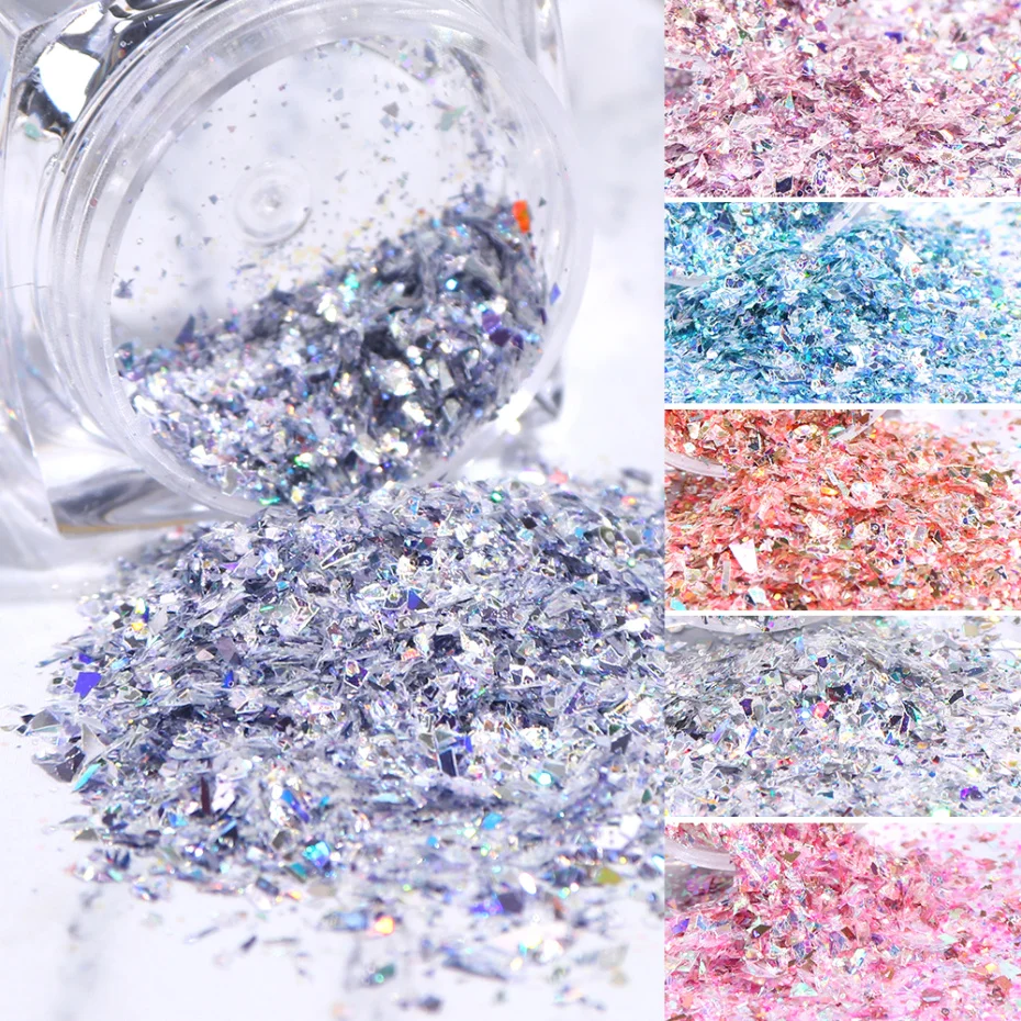 6 коробок для полировки Spangles голографические наклейки ногтей блестки