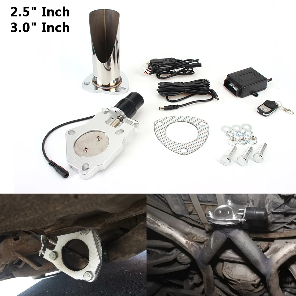

Electric Header Be Cut Pipe Exhaust Cutout Valve With Remote Control Exhaust Tip Muffler Kit 2.5" / 3" Stainless Steel