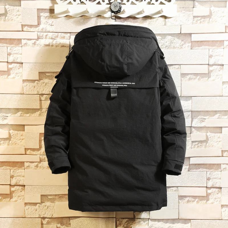 Men Streetwear Hip Hop Bomber Jacket 2023 Winter Parka Men's Solid Jacket Thick Warm Coat Long Hooded Jacket Windproof Padded