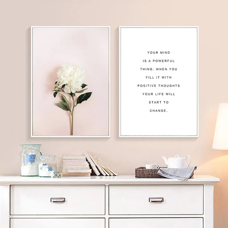 Картина на холсте с цветами Декор постеры и принты цитатой в салоне настенные