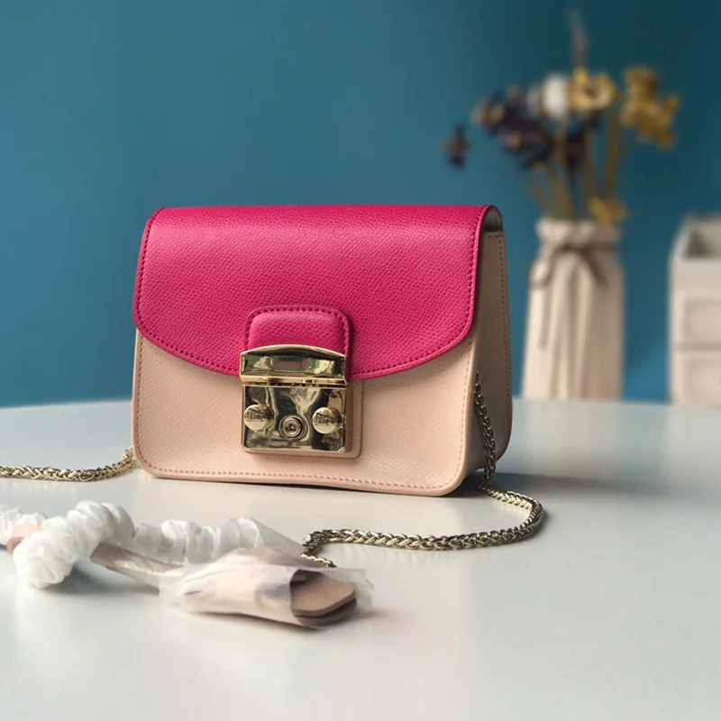 Pink and nude Последняя Роскошная брендовая Классическая Кожаная маленькая квадратная сумка с цепочкой, сумка-конверт для женщин - Цвет: Pink and nude