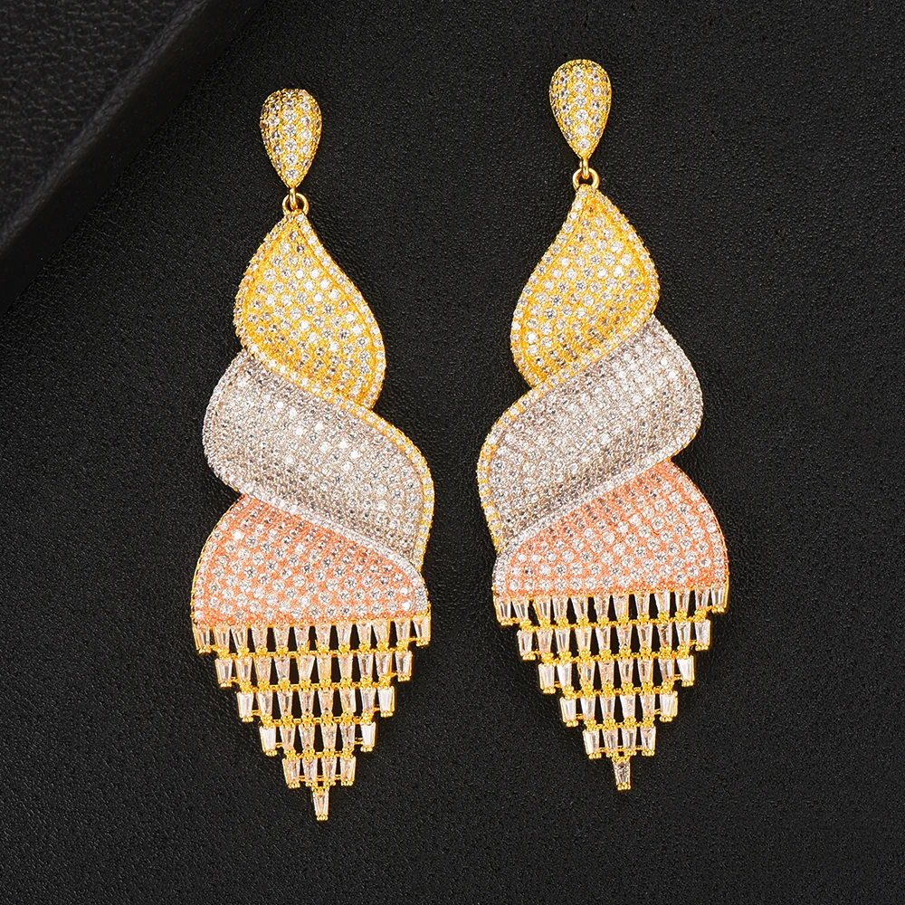 

LARRAURI Famous Brand Nigerian Flower Leaf Dangle Earrings Trendy Zircon Wedding Engagement Party Dubai Earrings for women 2020