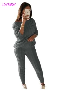 

2020 autumn and winter women's new products European and American fashion solid color suit sweater women