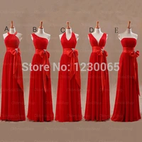free shipping party gown chiffon red mismatched long real bridesmaid dresses formal discount custom made 2015 vestido de festa