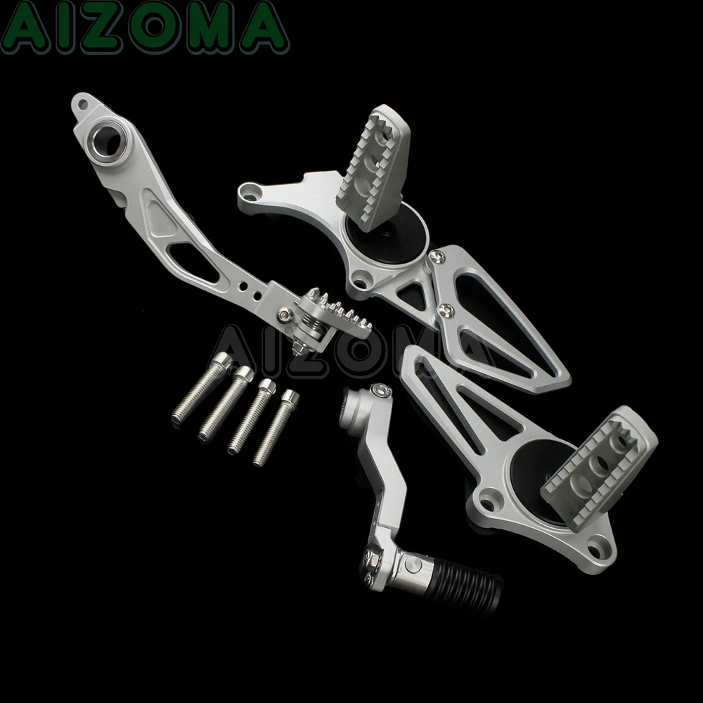 

Silver Motorcycle Rear Adjustable Foot Brake Gear Shift Lever Control Pedal with Footrest Kit For BMW R ninet R9T nine T 14-18