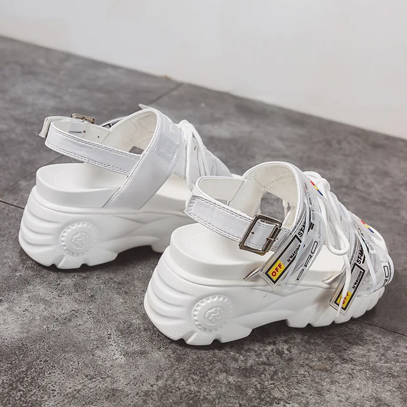 Новые летние женские повседневные босоножки на толстой подошве со шнуровкой и