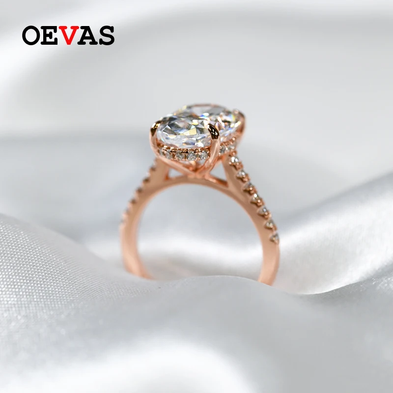 

OEVAS Real 925 Sterling Silver Sparking 9*13mm Oval Cut High Carbon Diamond Wedding Engagement Rings For Women Fine Jewelry Gift