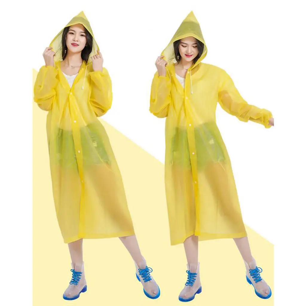 

Reusable Adult Raincoat Outdoor Camping Rain Poncho with Hoods and Sleeves