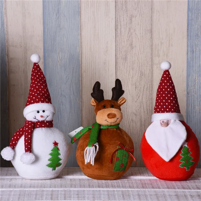 

Рождественские куклы выдвижной Санта Клаус Снеговик Лося Игрушки рождественские фигурки Рождественский подарок для ребенка красный орнам...
