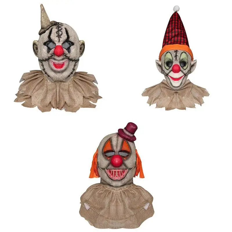 

Реквизит для косплея на Хэллоуин, льняная накладка на лицо клоуна из ужасов, маскарадный Пасхальный чехол на лицо Джокера на Рождество, Хэлл...