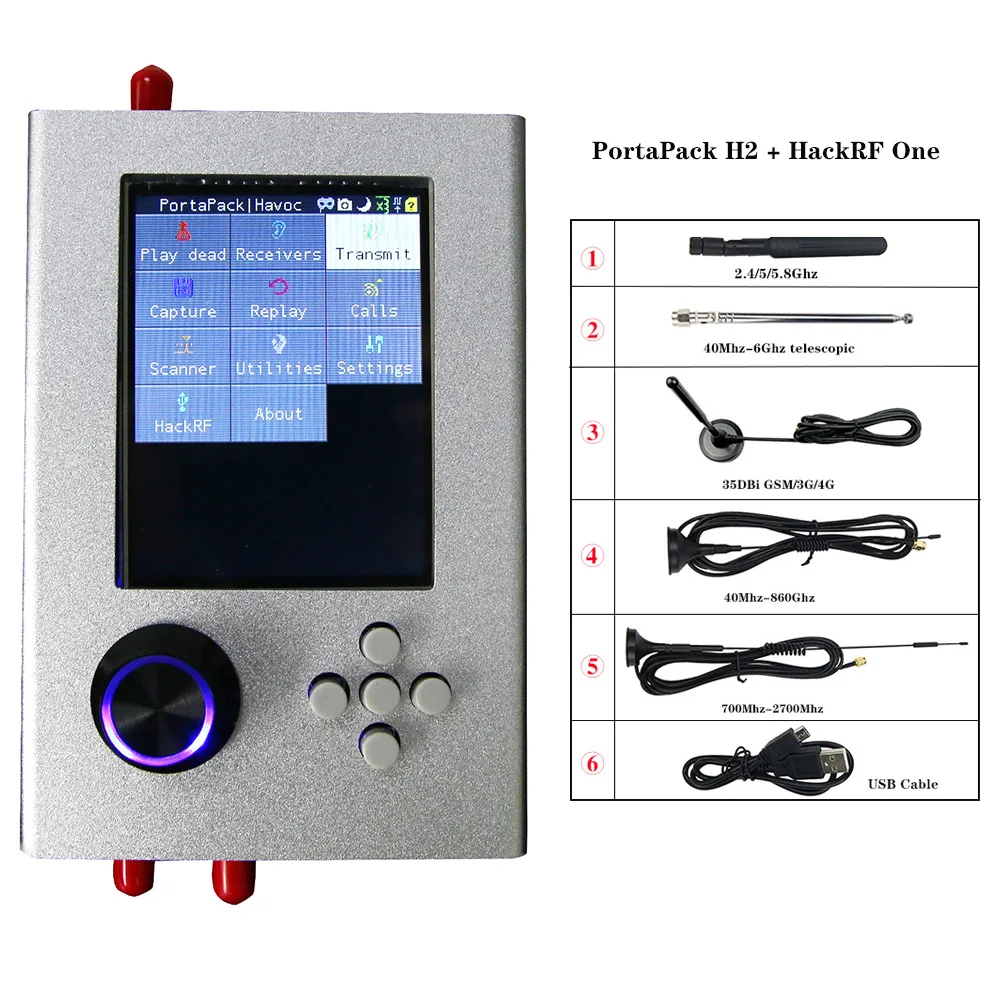 Новинка HackRF One + Portapack H2 телескопическая антенна кабель передачи данных SDR 1 МГц-6