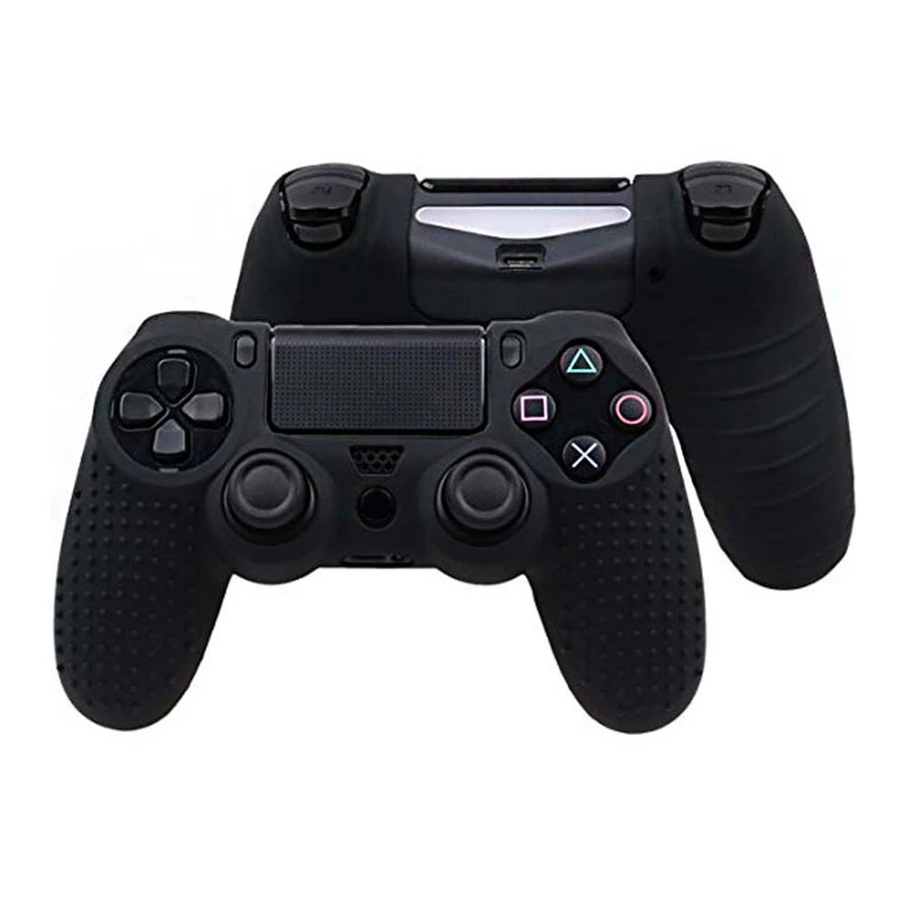 Black 8 цветов Противоскользящий Силиконовый чехол для sony playstation Dualshock 4 PS4/Pro/тонкий контроллер аксессуары и ручка - Цвет: Black