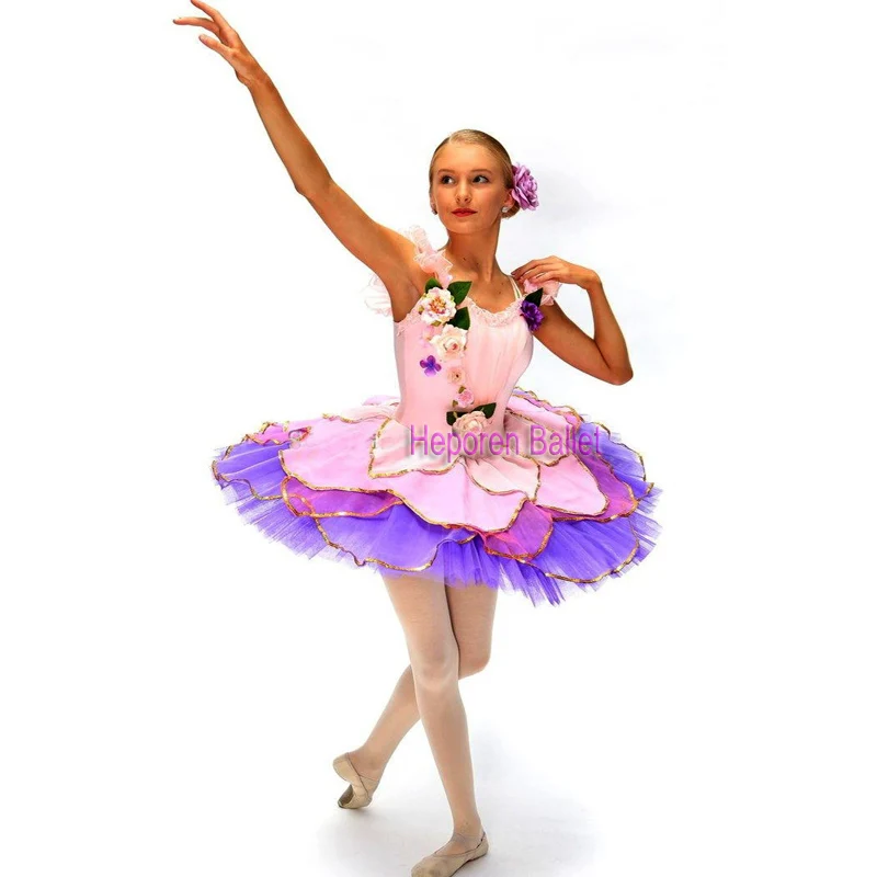 Fantasia de bailarina valsa das flores, novidade, tutu, quebra-nozes, fada, cinderela, roupas de balé rosa