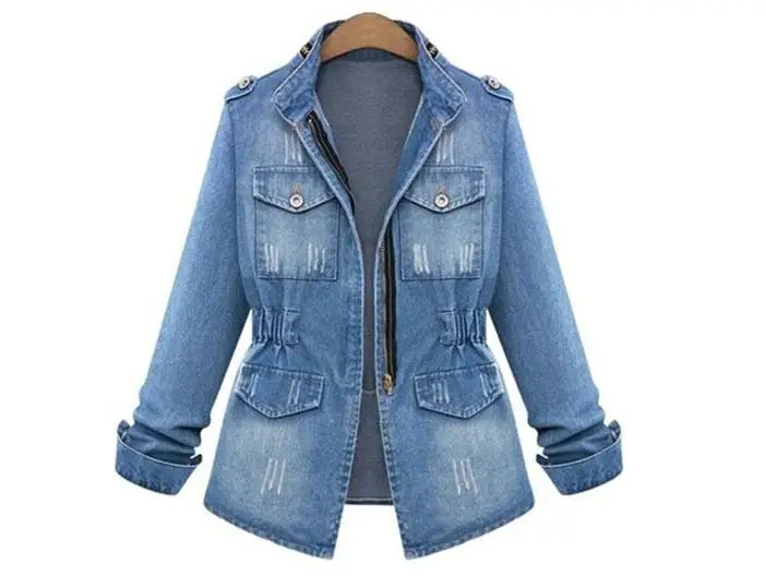 Женская джинсовая куртка с длинным рукавом Повседневная Джинсовая Верхняя