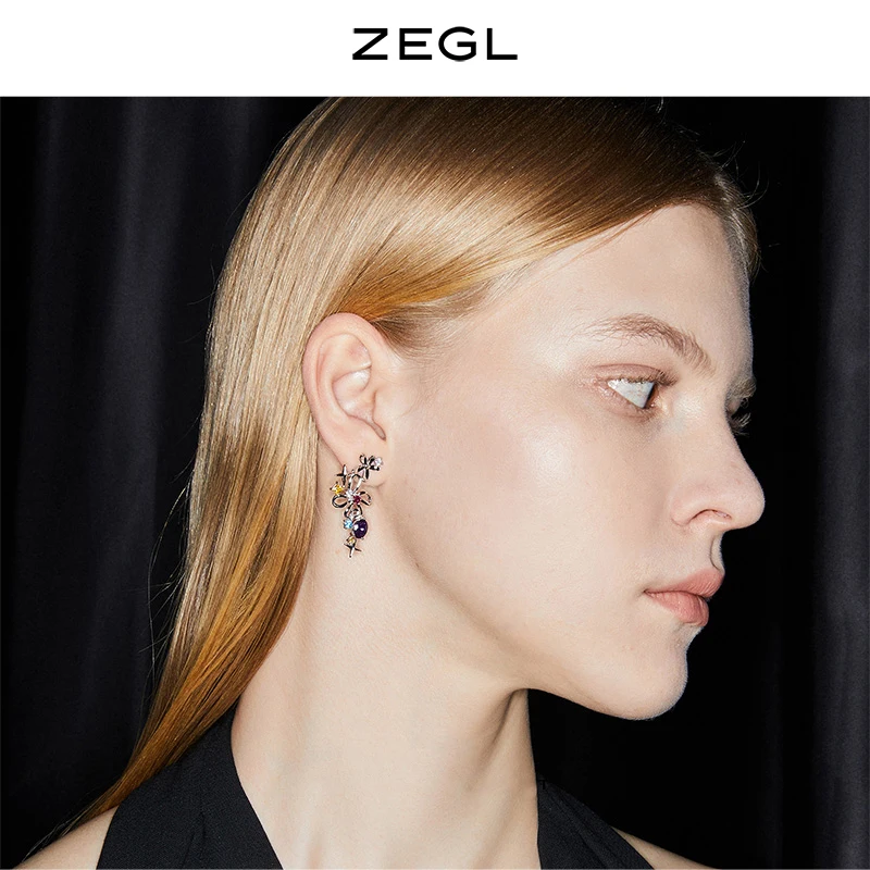 ZEGL дизайнерские Цветной камни серии с украшениями в виде звезды и цветка серьги