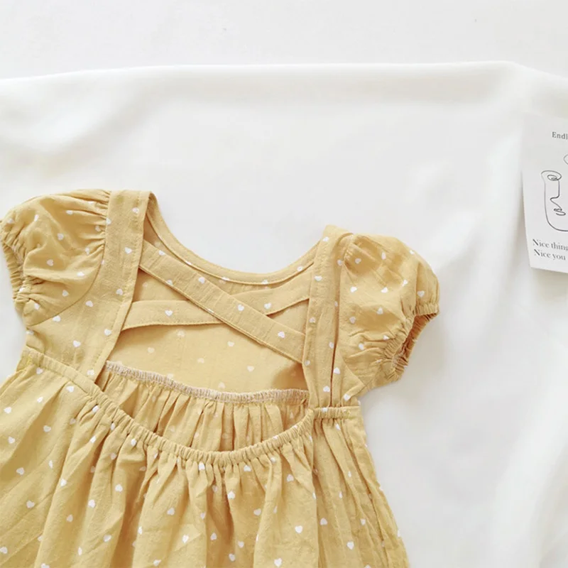 Новинка лета 2022 платье с лямкой на шее для девочек детское повседневное желтое в