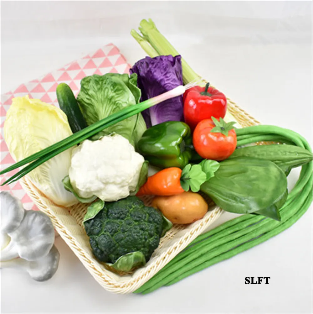 

simulation fake artificial green vegetables bea peas cucumber pepper broccoli cauliflower cabbage chinese leaves lettuce props