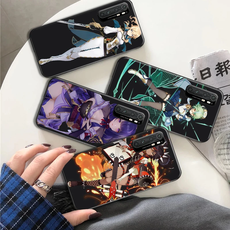 

Genshin Impact Silicone Phone Case For Xiaomi Mi Note 10 Lite Carcasa Cute Jean Xiao Barbara Klee Lisa Sucrose Coque Back Cover