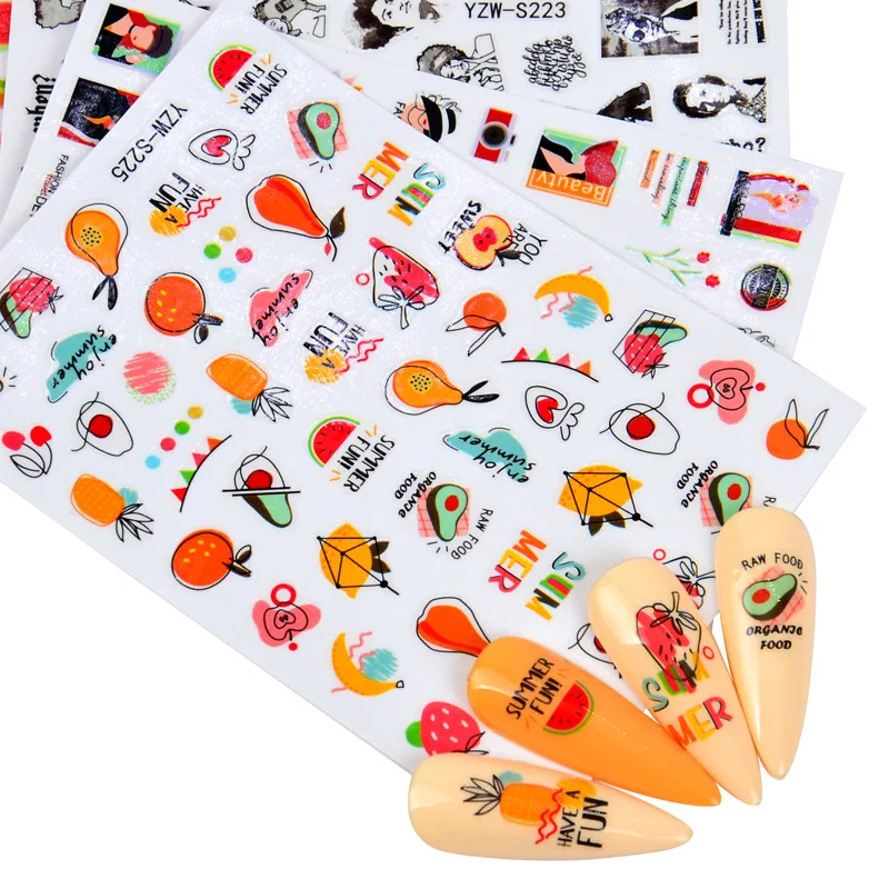 

2PCS 3D Nail Sticker Stick Figure Woman Face Pattern Special Transfer Picture Flowers Sliders Sticker DIY Nail Art Decoration