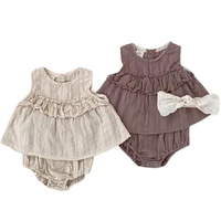 2021 baby girls clothes set sleeveless ruffle shirtpp shorts summer newborn baby girls clothes infant baby girls clothing suit