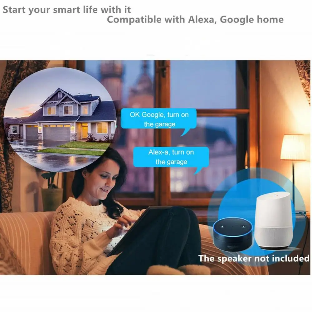 WiFi Smart Garage Door Opener Controller Work With SmartLife/Tuya APP Control No Hub Require Support Alexa Echo Google Home |