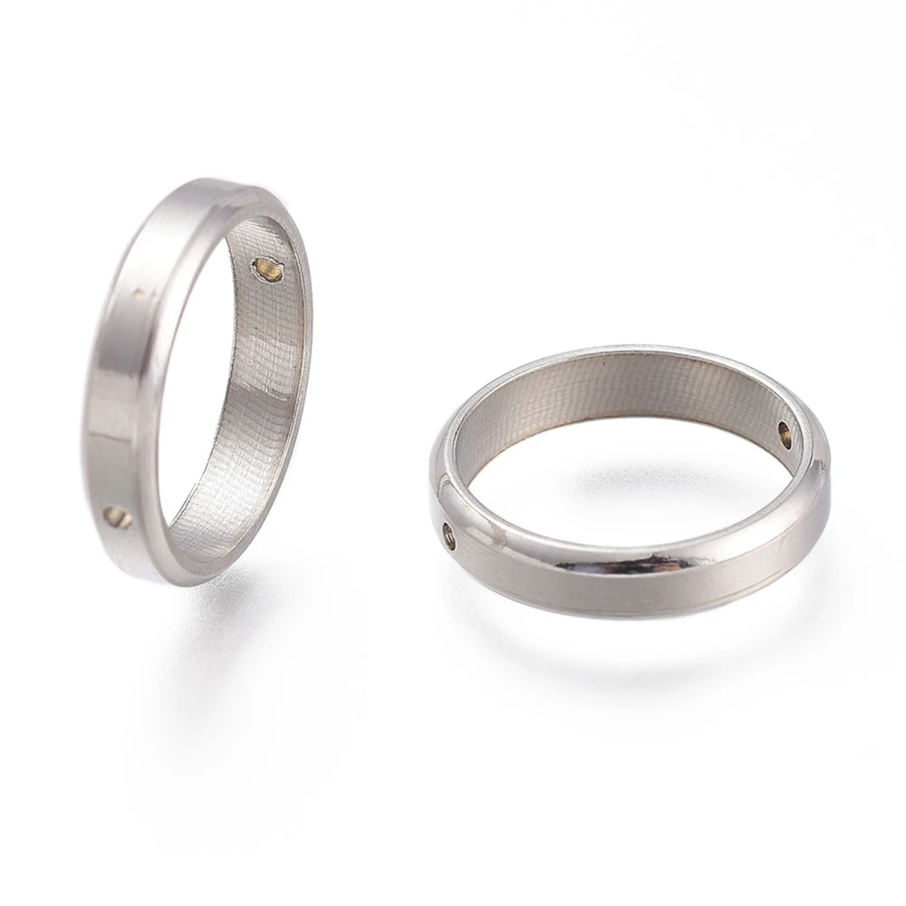 

50 pc 304 Stainless Steel Ring Bead Frames for jewelry making DIY Accessories 14x3mm, Hole: 1mm
