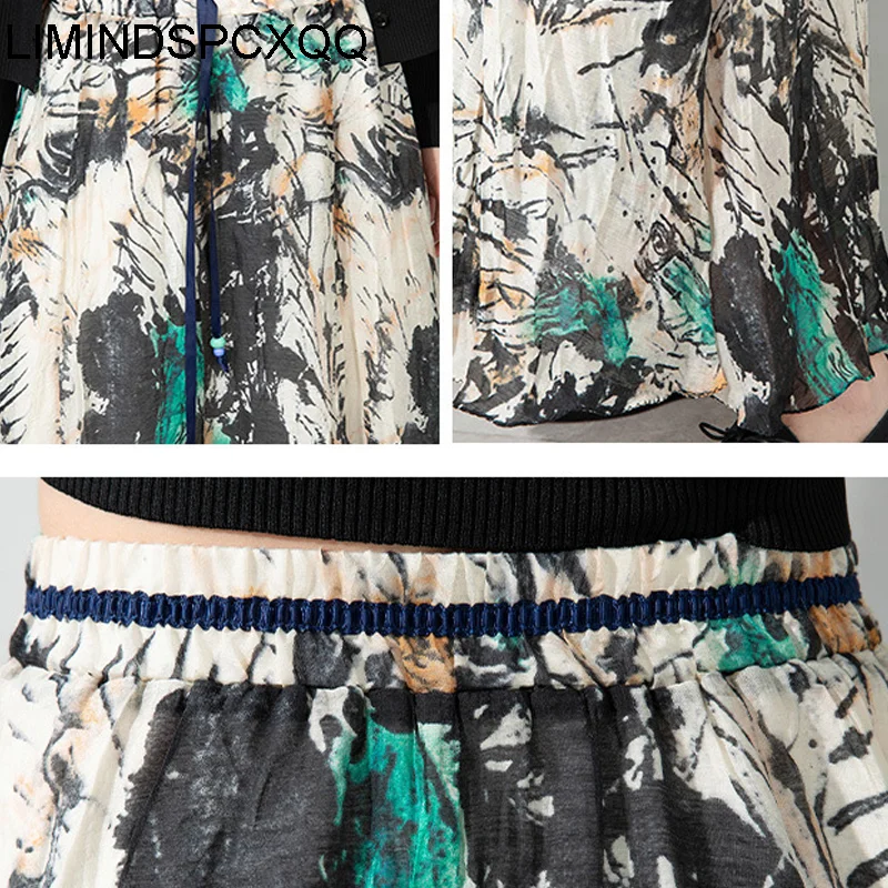 

LIMINDSPCXQQ Women's Gauze Skirt, Fashionable Stretch Skirt, Retro Large Summer Dress, Irregular Print Trend Women's Skirt