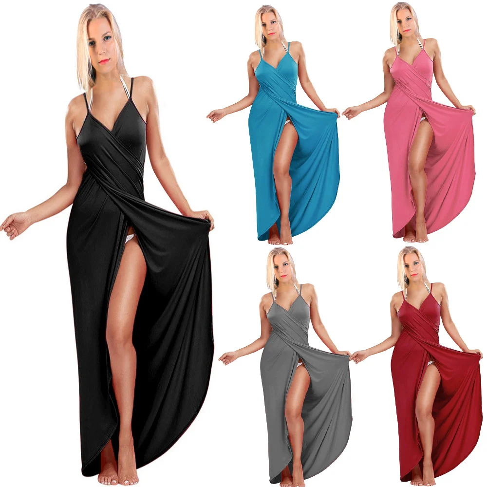 

Женское пляжное платье 2021, юбка с запахом, накидка на бикини, юбка с запахом, длинное пляжное платье с запахом для отпуска, 13 цветов