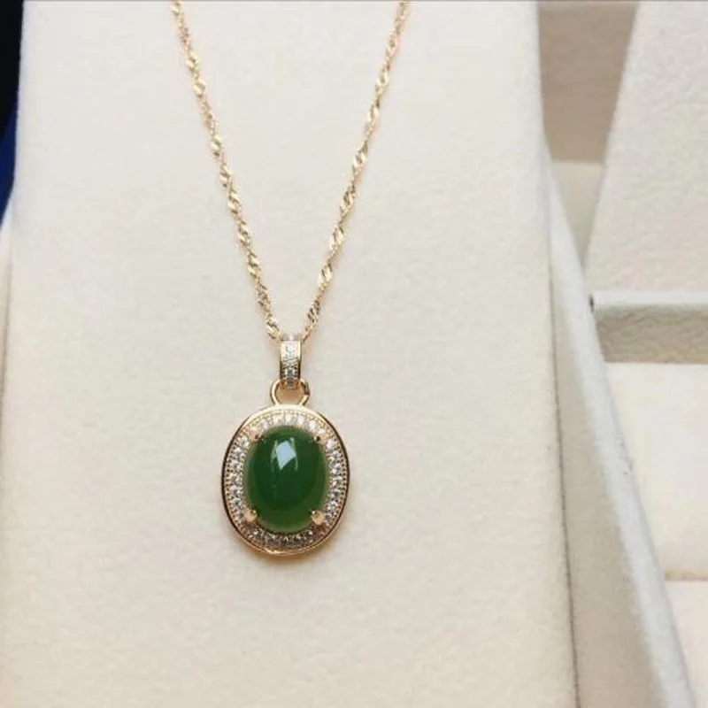 Натуральная кожа (Hetian) нефрита Jade Jasper кулон натуральный эллиптический Форма